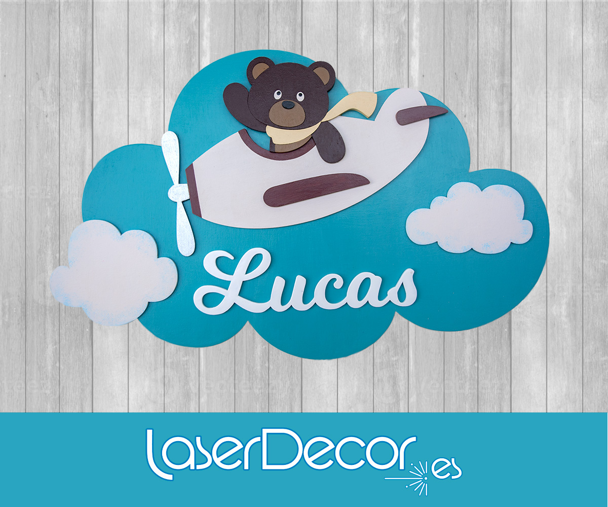 Placa oso aviador con nombre.
